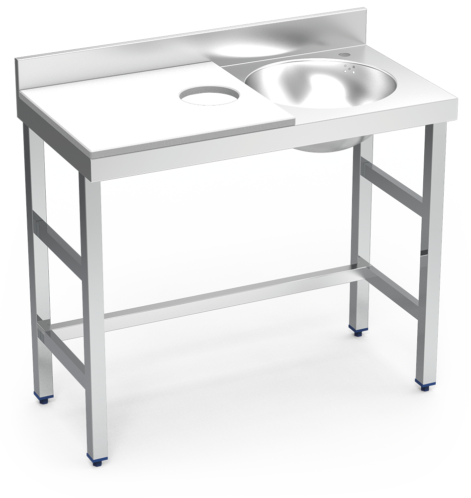 Mesa de preparació i rentada *inox 1000 mm blanca cubeta dreta