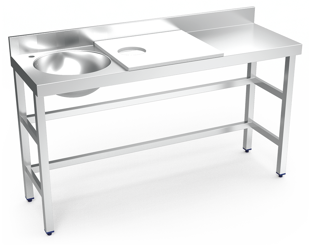 [072862] Mesa de preparació i rentada *inox 1500 mm blanca 1 forat cubeta esquerra