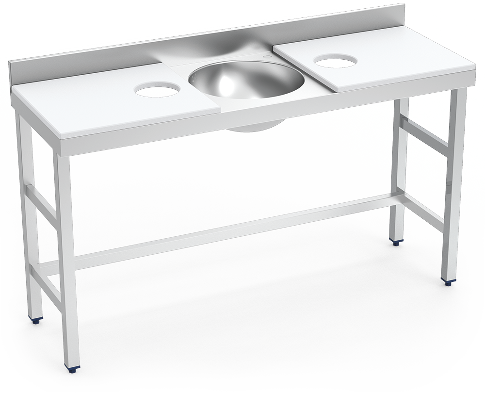 [072872] Mesa de preparació i rentada *inox 1500 mm blanca 2 forats