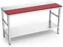 Mesa de preparación central con entrepaño, roja