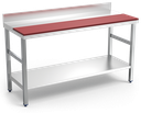 Mesa de preparación mural con entrepaño, roja