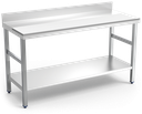Mesa de preparación mural con entrepaño, blanca