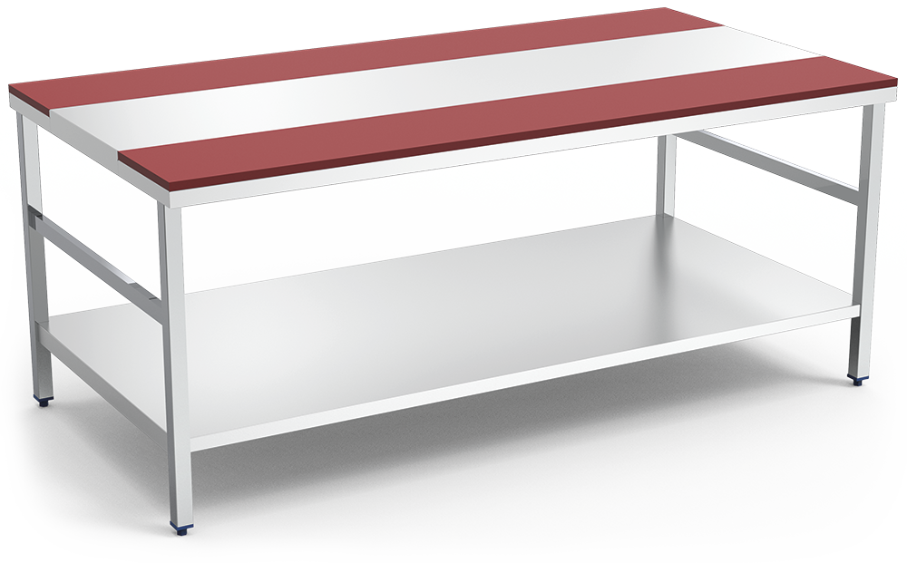 [072402] Mesa de despiece roja con entrepaño