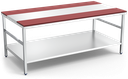 Mesa d'especejament vermella amb *entrepaño