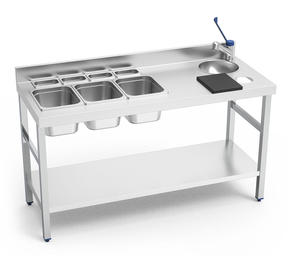 Mesa especial bàrman *inox amb aixeta i cubetes