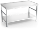Mesa central *inox amb vorell, desguàs i *entrepaño