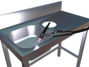 Fregadero inox rectangular soldado a mesa