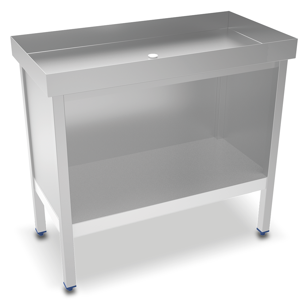 Mesa inox para exposición de marisco