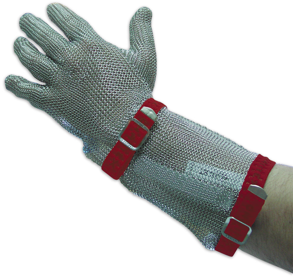 [448652] Guante de malla inox reversible con correa y brazalete