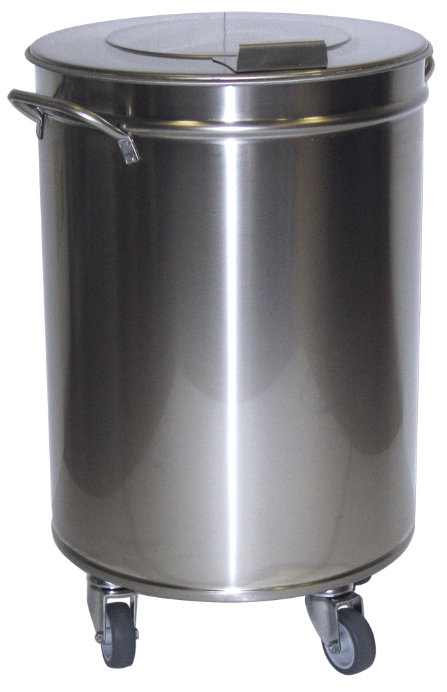 [486004] Contenedor inox con tapa y ruedas desmontables