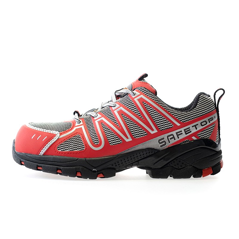 PERLIO Red, zapato S1P rojo de microfibra metal free
