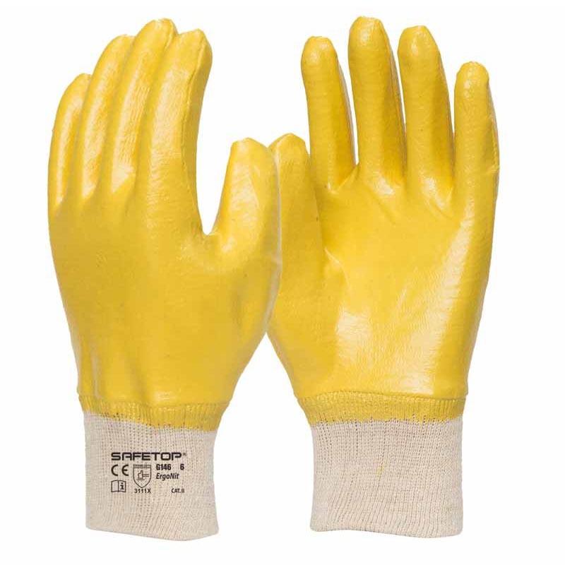 [G146] Ergonit, Guante de Nitrilo Amarillo Dorso Recubierto