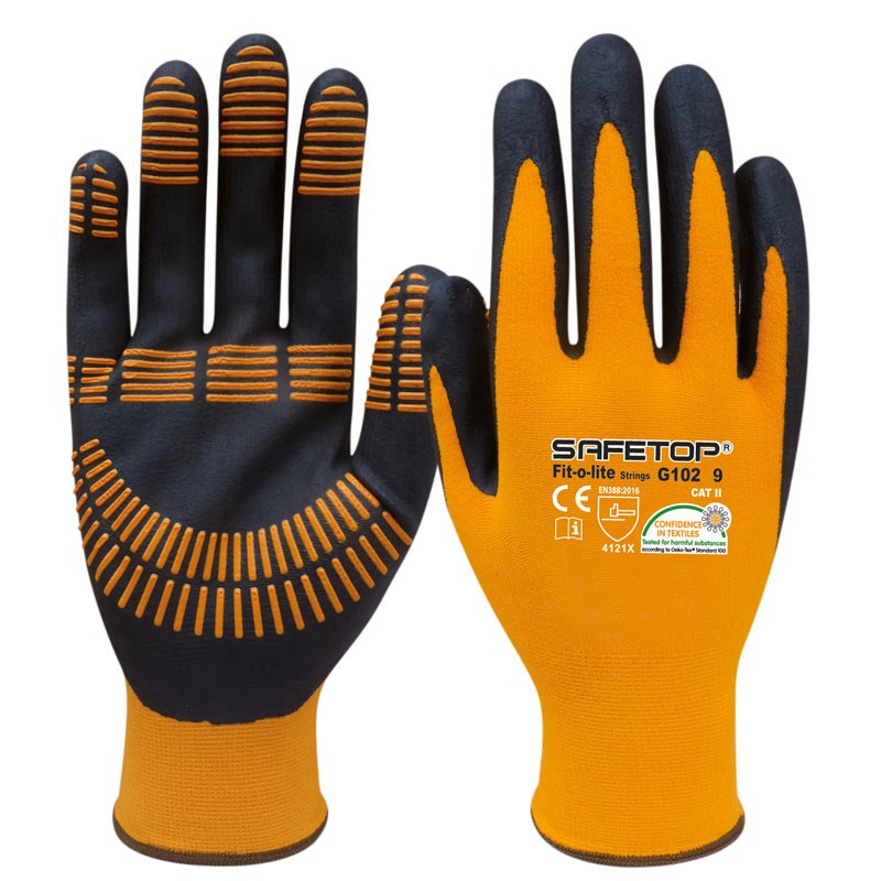 [G102] Fit-o-lite Strings, Guante Nitrilo Rayas en la Palma